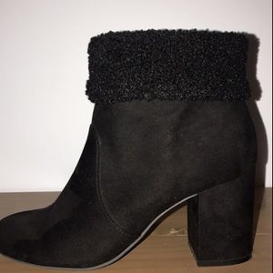 Black faux suede ankle boot